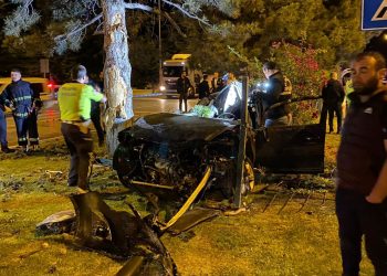 Araba refüjdeki ağaca çarptı: Astsubay öldü, eşi ağır yaralı