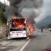 Seyir halindeki otobüste yangın