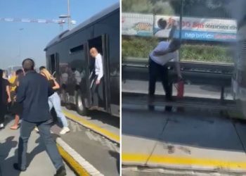 Metrobüste yangın paniği