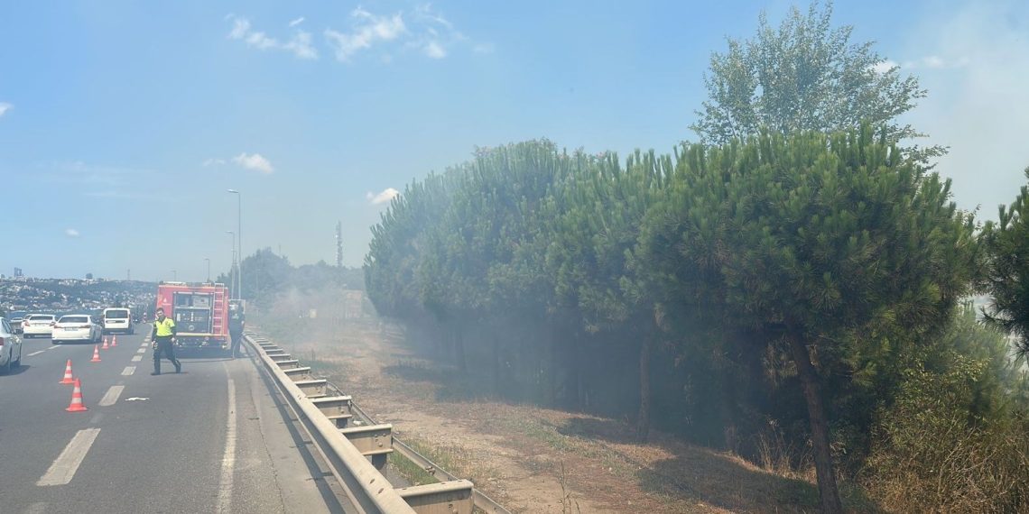 15 Temmuz Köprüsü yolunda ağaçlık alanda yangın