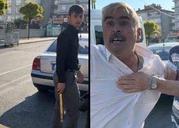 Baba oğuldan trafikte döner bıçaklı tehdit