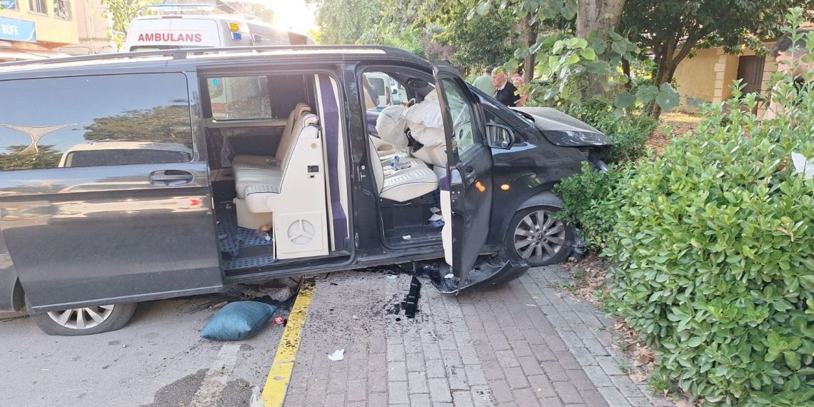 Freni boşalan cins minibüsü ağaca çarptı: 5’i turist 6 yaralı