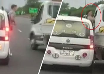 TEM’de camdan sarkarak yumruk attı