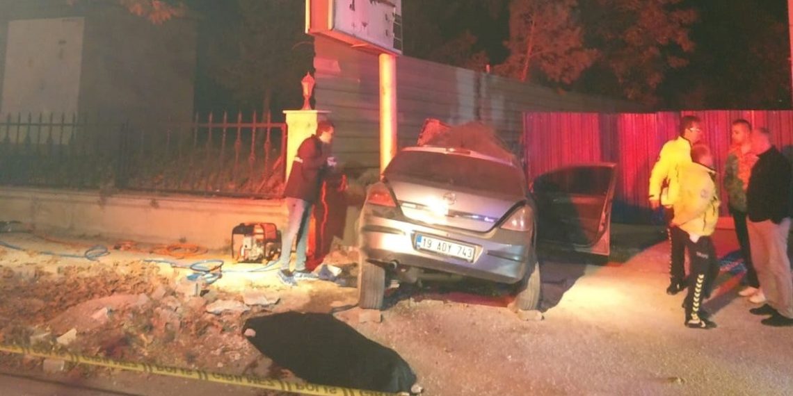 Araba reklam panosu direğine çarptı: 3 meyyit