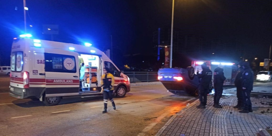 Denetimden çıkan araç takla attı: 1 yaralı