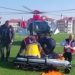 Sivas’ta çatıdan düşüp ağır yaralandı, ambulans helikopterle hastaneye götürüldü