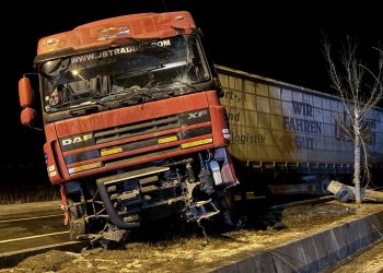 Aydınlatma direğine çarpan TIR’ın şoförü yaralandı