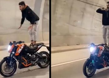 Çamlıca Tüneli’nde motosiklette akrobatik hareketler yapan şoföre ceza