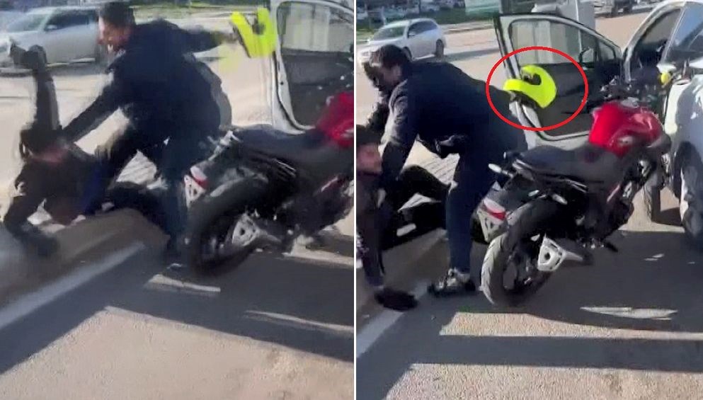 Motosikletliye kaskla saldıran şoför tutuklandı