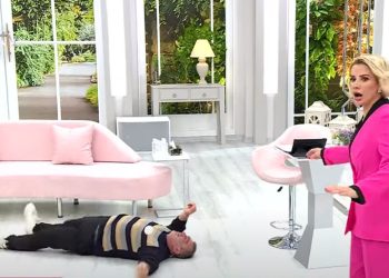 “Pırasa” tiki olan eşini canlı yayında bayılttı